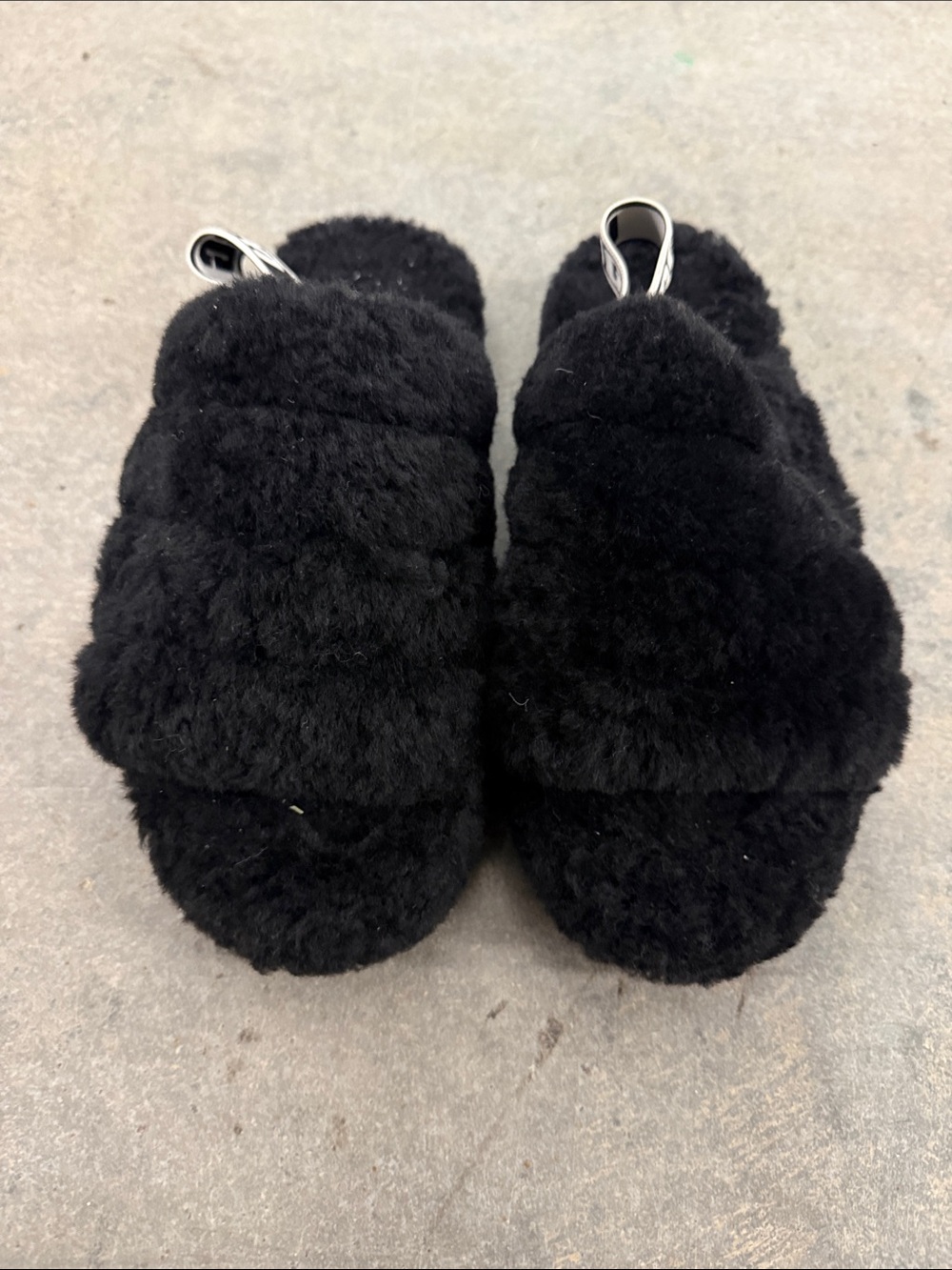 UGG Black Fluff Slide Slippers